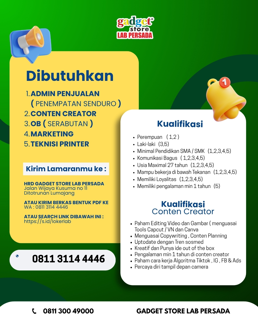 LOWONGAN PEKERJAAN