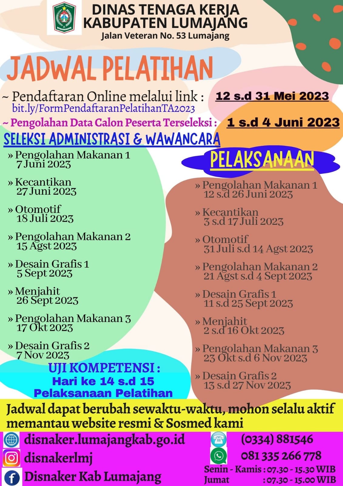 JADWAL KEGIATAN PELATIHAN TA. 2023